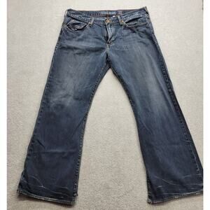 Vintage Y2K Guess Mens Jeans 38x30 Distressed Black Wash Flared Baggy